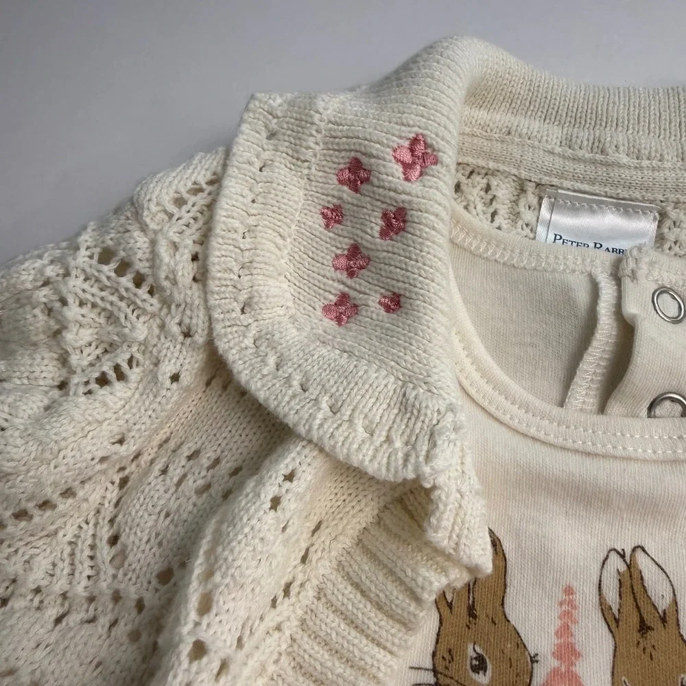 Peter Rabbit Girls 2 Piece Dress Knit Cardigan Bunny Set Pink Tulle 18 months